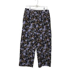 NEW‎ Garnet Hill Womens Corduroy Floral Printed Pants Size 9 Art to Wear Artsy